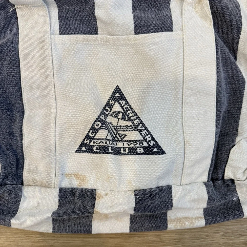 Vintage 1998 Scopus Achievers Club Striped Zip Tote Beach Bag Kauai 90s VTG Bag
